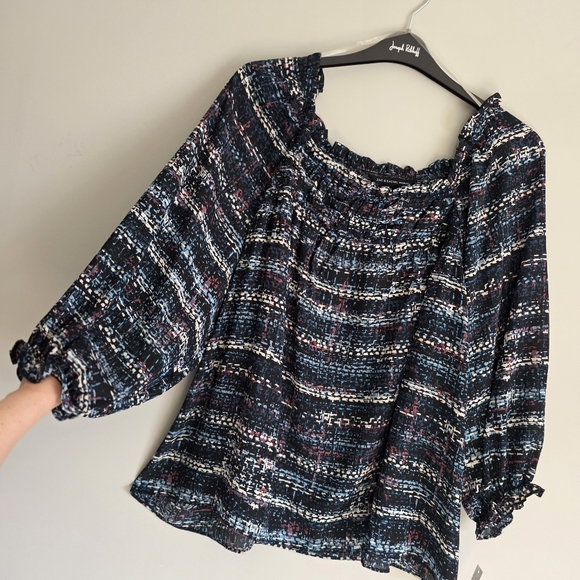 Zac & Rachel Women's Multi-Colored Patterned Ruffle Blouse Sz 2X - Picture 3 of 12